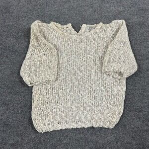 Junior Connection Sweater Womens L Cream Wool Blend Confetti Knit Short Sleeve